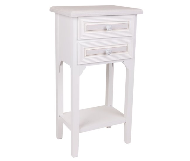 Conforama Mesita de Noche Alexandra House Living Blanco 26 x 69 x 37 cm