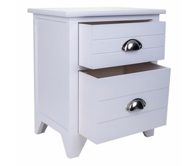 Conforama Mesita De Noche Alexandra House Living Blanco 28 X 45 X 38 Cm