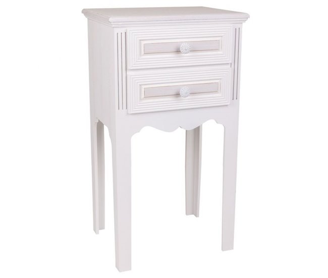 Conforama Mesita de Noche Alexandra House Living Blanco 28 x 69 x 38 cm