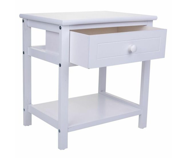 Conforama Mesita De Noche Alexandra House Living Blanco 29 X 42 X 40 Cm
