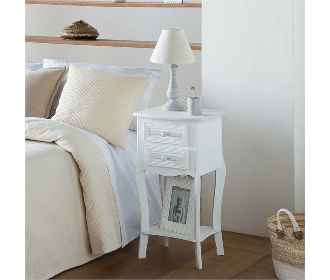 Conforama Mesita De Noche Alexandra House Living Blanco 31 X 71 X 38 Cm
