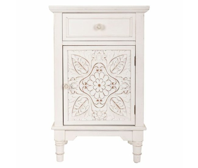 Conforama Mesita De Noche Alexandra House Living Blanco 32 X 74 X 46 Cm