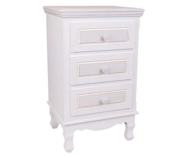 Conforama Mesita de Noche Alexandra House Living Blanco 33 x 68 x 41 cm