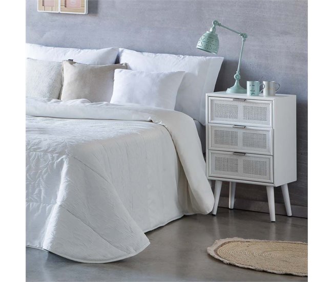 Conforama Mesita De Noche Alexandra House Living Blanco 36 X 71 X 42 Cm