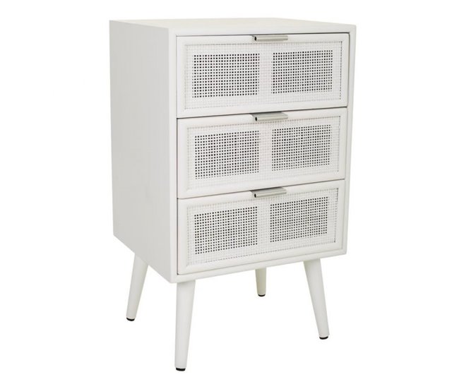 Conforama Mesita De Noche Alexandra House Living Blanco 36 X 71 X 42 Cm