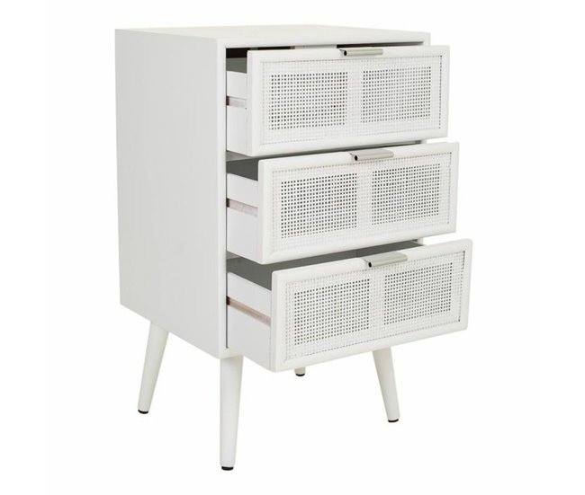 Conforama Mesita De Noche Alexandra House Living Blanco 36 X 71 X 42 Cm