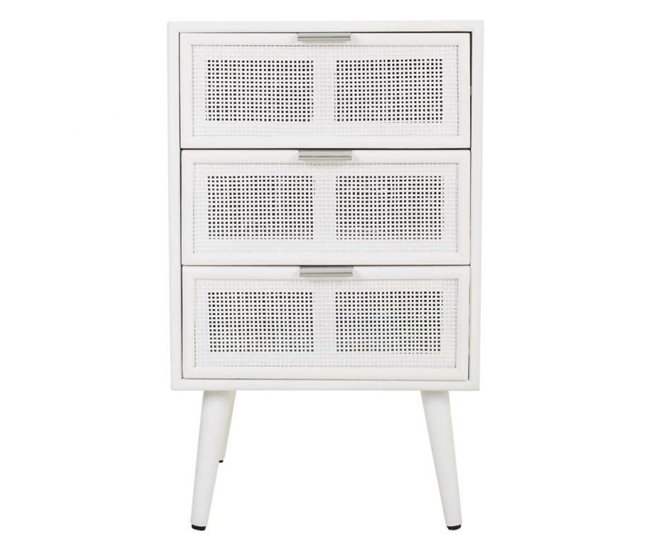 Conforama Mesita de Noche Alexandra House Living Blanco 36 x 71 x 42 cm