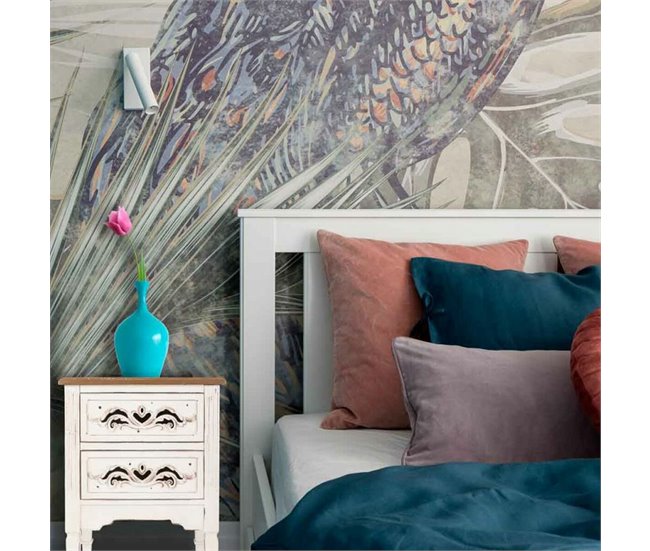 Conforama Mesita De Noche Alexandra House Living Blanco 38 X 62 X 48 Cm