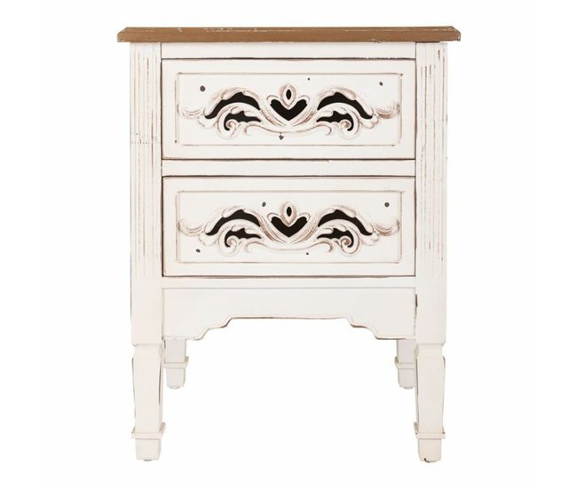 Conforama Mesita De Noche Alexandra House Living Blanco 38 X 62 X 48 Cm