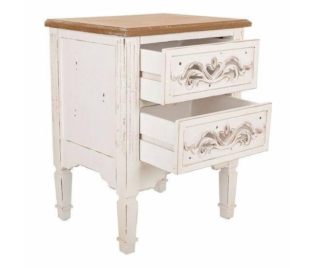Conforama Mesita De Noche Alexandra House Living Blanco 38 X 62 X 48 Cm