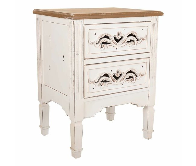 Conforama Mesita de Noche Alexandra House Living Blanco 38 x 62 x 48 cm