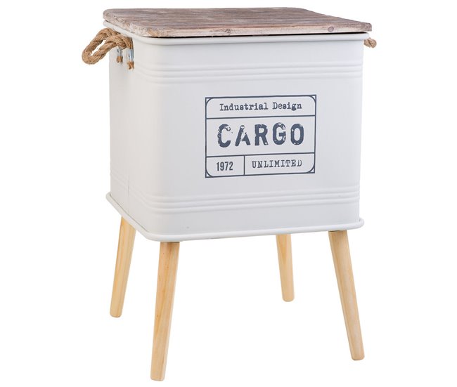 Conforama Mesita de Noche Alexandra House Living Blanco 41 x 41 x 61 cm