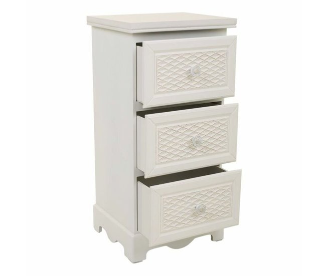 Conforama Mesita De Noche Alexandra House Living Blanco Crema 26 X 60 X 31 Cm