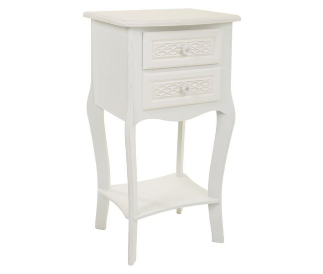 Conforama Mesita de Noche Alexandra House Living Blanco Crema 31 x 71 x 38 cm