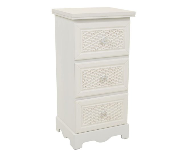 Conforama Mesita de Noche Alexandra House Living Blanco Crema 26 x 60 x 31 cm
