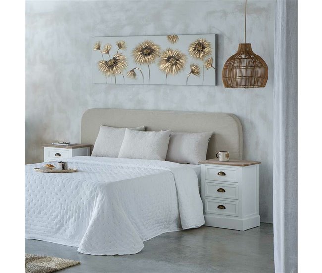 Conforama Mesita De Noche Alexandra House Living Blanco Marrón 35 X 60 X 45 Cm