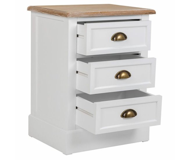 Conforama Mesita De Noche Alexandra House Living Blanco Marrón 35 X 60 X 45 Cm