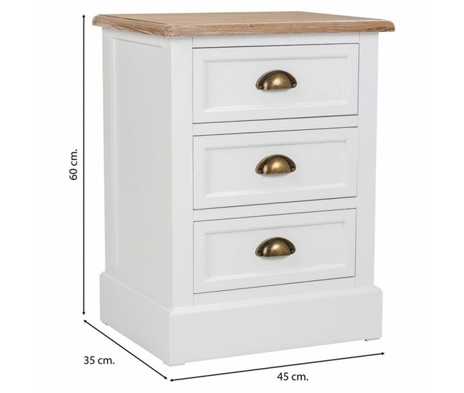 Conforama Mesita De Noche Alexandra House Living Blanco Marrón 35 X 60 X 45 Cm