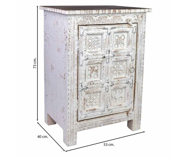 Conforama Mesita De Noche Alexandra House Living Blanco Marrón 40 X 53 X 73 Cm