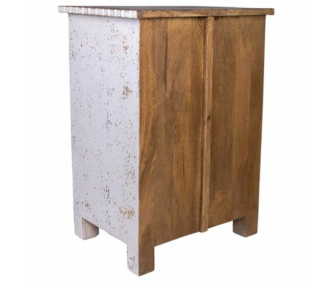 Conforama Mesita De Noche Alexandra House Living Blanco Marrón 40 X 53 X 73 Cm