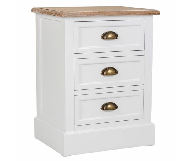Conforama Mesita de Noche Alexandra House Living Blanco Marrón 35 x 60 x 45 cm