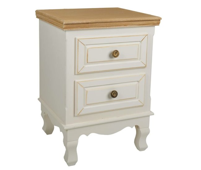 Conforama Mesita de Noche Alexandra House Living Blanco Natural 33 x 53 x 37 cm