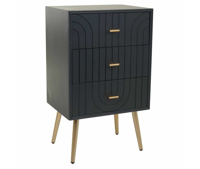 Conforama Mesita de Noche Alexandra House Living Dorado Gris oscuro 35 x 76 x 44 cm