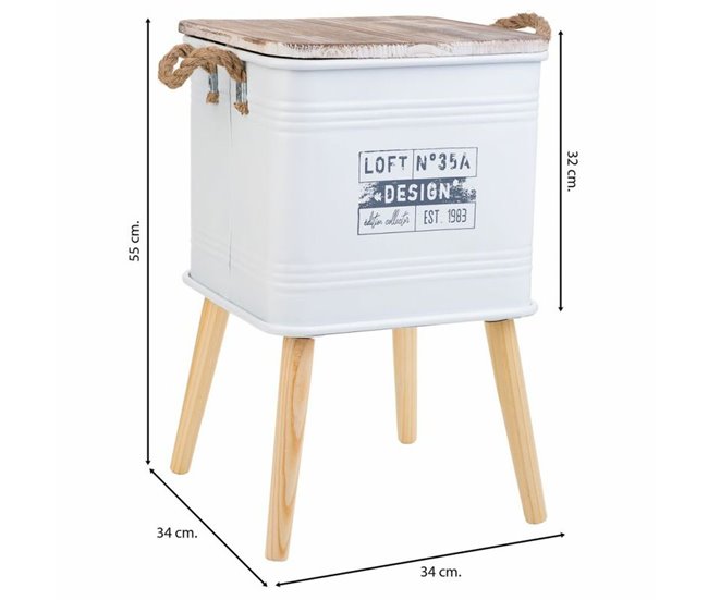 Conforama Mesita De Noche Alexandra House Living Gris 34 X 34 X 55 Cm
