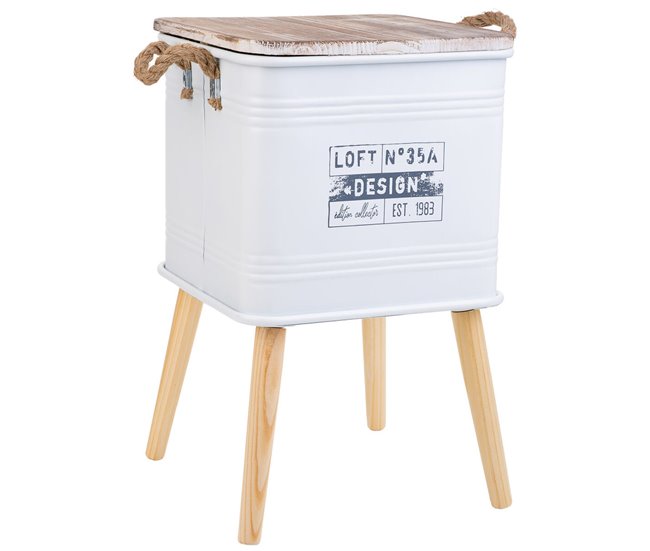 Conforama Mesita de Noche Alexandra House Living Gris 34 x 34 x 55 cm