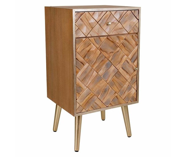 Conforama Mesita de Noche Alexandra House Living Marrón 35 x 71 x 40 cm