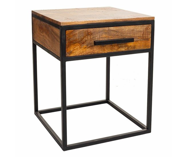 Conforama Mesita de Noche Alexandra House Living Marrón Negro 64 x 50 x 50 cm