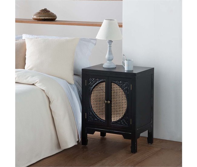 Conforama Mesita De Noche Alexandra House Living Negro 36 X 65 X 50 Cm