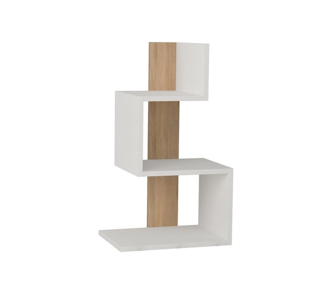 Conforama Mesita de noche blanca y decorada en madera de roble L42 cm - ROSIE