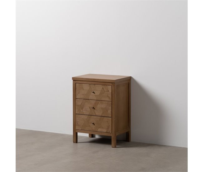 Conforama Mesita De Noche BRAYAN Natural Madera De Paulonia 48 X 35 X 66 Cm