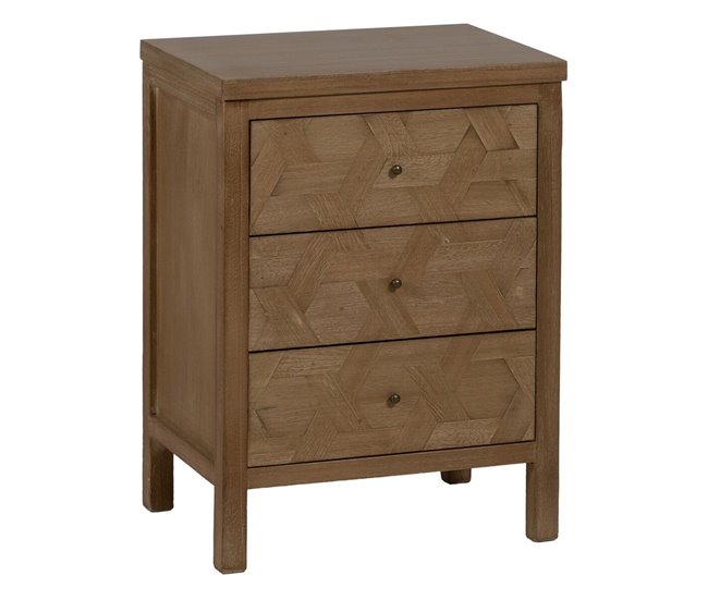 Conforama Mesita de Noche BRAYAN Natural Madera de Paulonia 48 x 35 x 66 cm