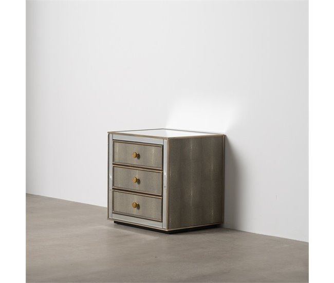 Conforama Mesita De Noche CHLOE Dorado Espejo Cristal Madera MDF 51 X 41 X 51 Cm