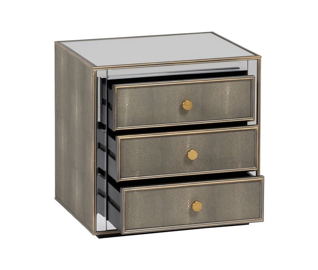 Conforama Mesita De Noche CHLOE Dorado Espejo Cristal Madera MDF 51 X 41 X 51 Cm