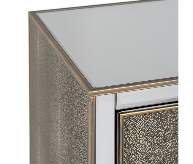 Conforama Mesita De Noche CHLOE Dorado Espejo Cristal Madera MDF 51 X 41 X 51 Cm
