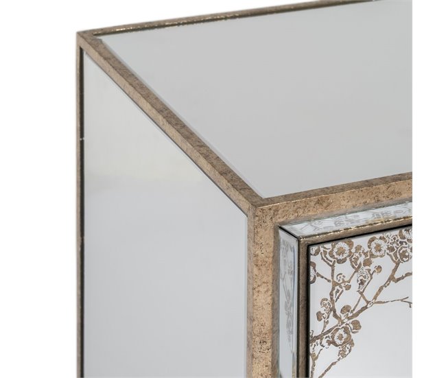 Conforama Mesita De Noche CHLOE Dorado Espejo Cristal Madera MDF 49 X 40 X 60 Cm