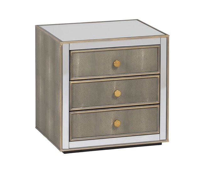 Conforama Mesita de Noche CHLOE Dorado Espejo Cristal Madera MDF 51 x 41 x 51 cm