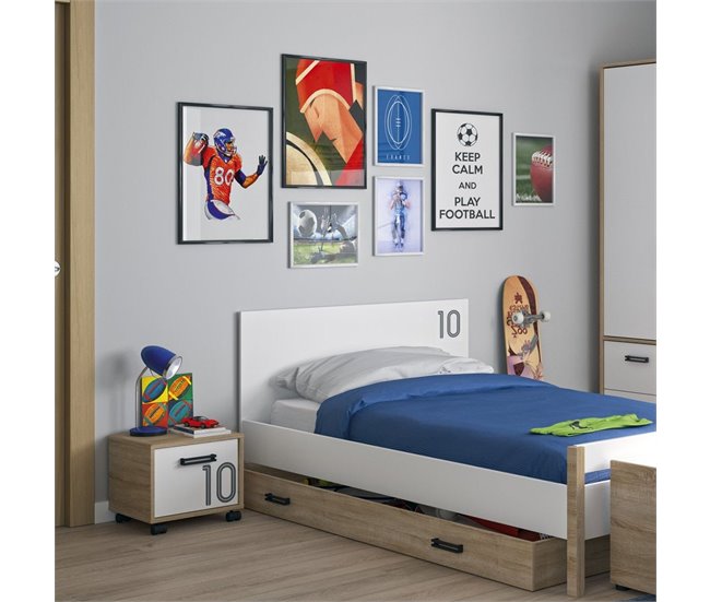 Conforama Mesita De Noche Con Puerta Sobre Ruedas Color Roble - Fabricación Francesa