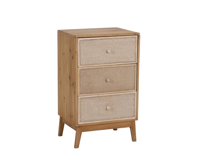 Conforama Mesita de Noche GEREL Natural Madera de abeto Madera MDF Fibra natural 46 x 37 x 76 cm