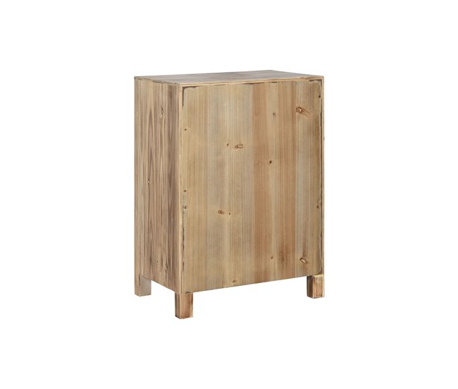 Conforama Mesita De Noche Home ESPRIT Negro Natural Madera De Abeto Madera MDF 45 X 34 X 66 Cm