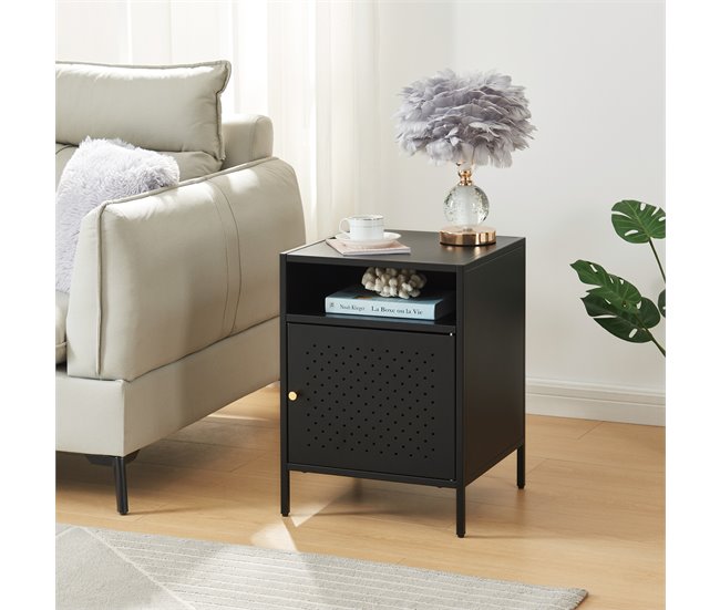 Conforama Mesita De Noche Janakkala 55x40x40 Cm - Negro [en.casa]