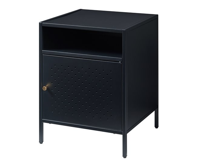 Conforama Mesita de noche Janakkala 55x40x40 cm - Negro [en.casa]