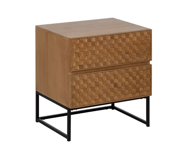Conforama Mesita de Noche MARIGNI Negro Natural Hierro Madera de fresno Madera MDF 51 5 x 42 x 56 5 cm