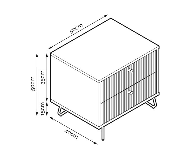 Conforama Mesita De Noche MARY 50x50x40cm 2 Cajones Blanco