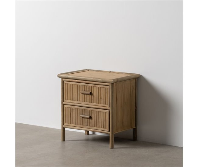 Conforama Mesita De Noche Natural Bambú 48 X 36 X 49 Cm