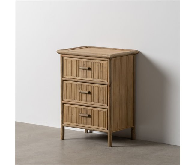 Conforama Mesita De Noche Natural Bambú 48 X 36 X 66 Cm