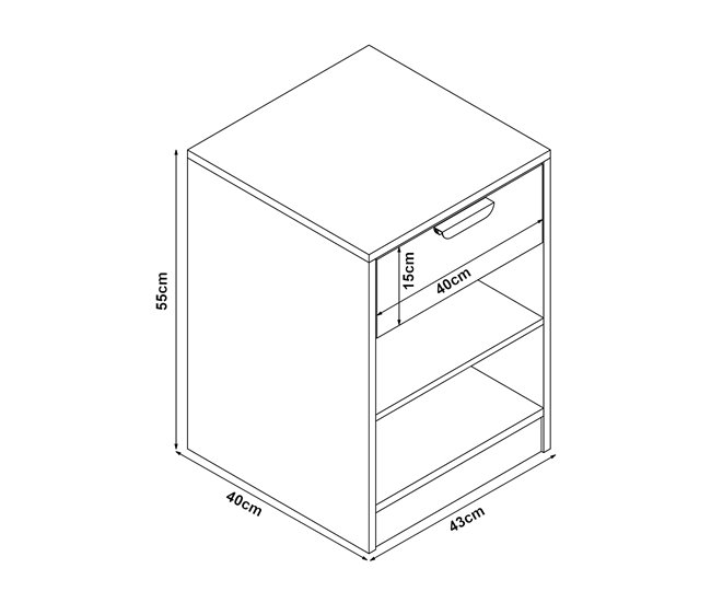 Conforama Mesita De Noche Varkaus Con Cajón MDF 55x43x40 Cm - Roble [en.casa]